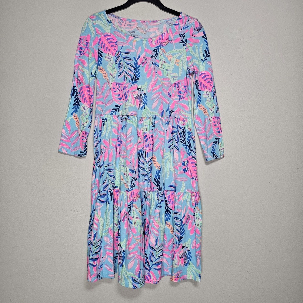 Lilly Pulitzer Womens XXS Geanna Dress‎ You've Been Spotted Tiered Swing EUC
